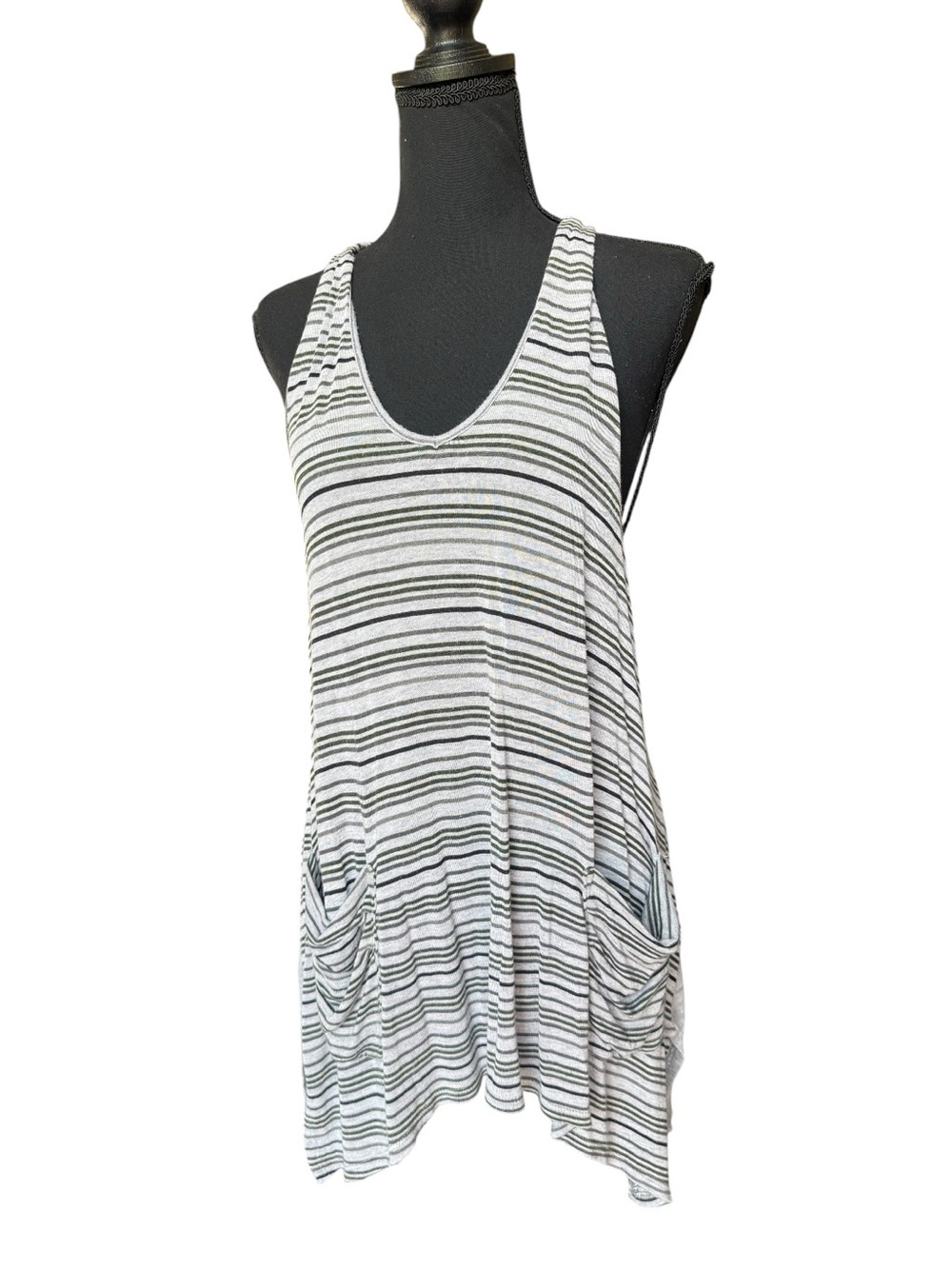 Joe's Jeans Striped Pocket Tank - Black Gray Size Small